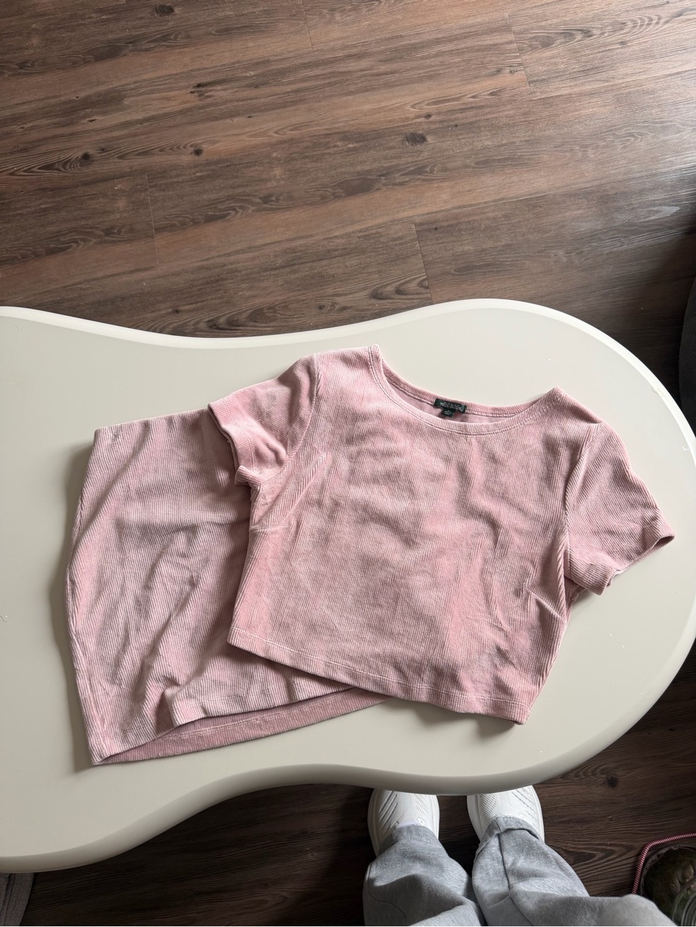 wild fable Pink Ribbed Short Sleeve Crop Top and Skirt Set